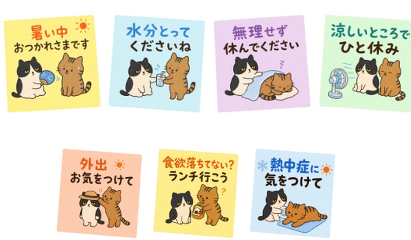 LINEスタンプ第3弾 夏のねぎらい付箋のスタンプ一覧