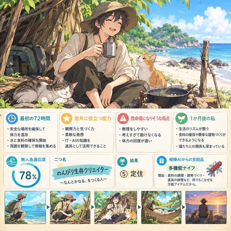 ChatGPT無料版が生成した無人島判定の画像